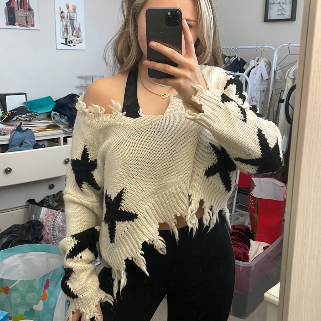 Off The Shoulder Star Sweater
